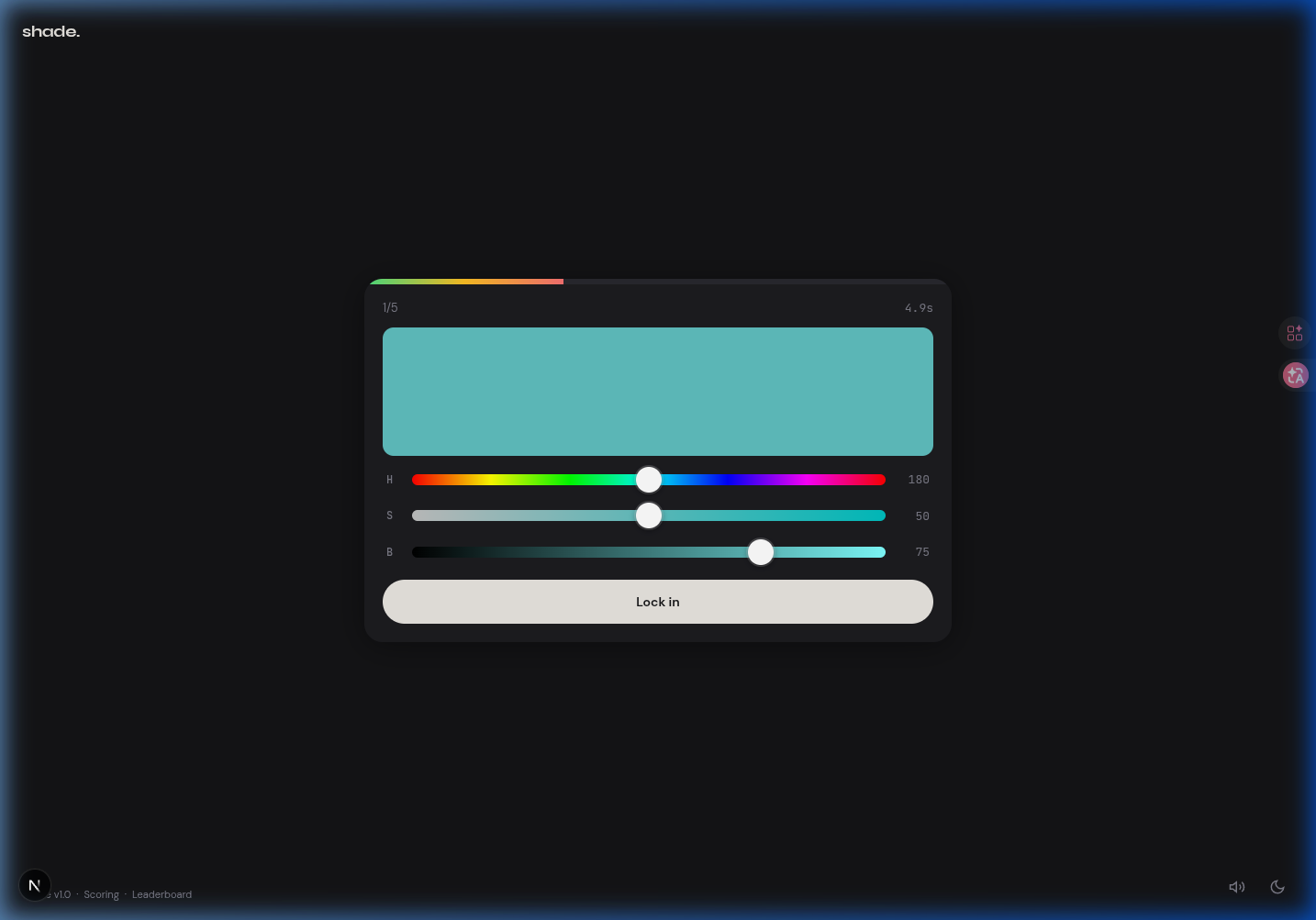Dialed GG color picker phase — recreating colors from memory using HSB sliders